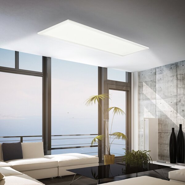 Briloner Panou LED Simple 100 x 25 cm, alb, ultraplat, IP44, 4000 K, Alb, Studiu / Birou, Metal