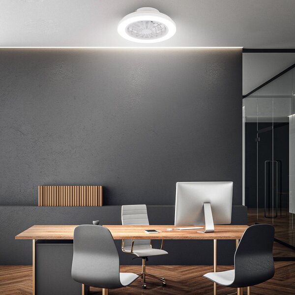 Briloner Ventilator de tavan cu LED Pafo, alb, plastic, CCT, telecomandă, reglabil, Alb, dormitor, Plastic