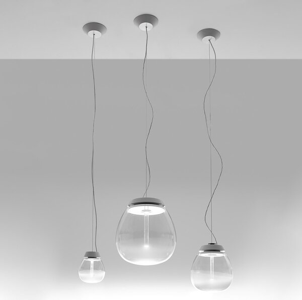 Lustră Pendul Artemide, Empatia, reglabil, Transparent, Camera de zi, Sticlă, Design