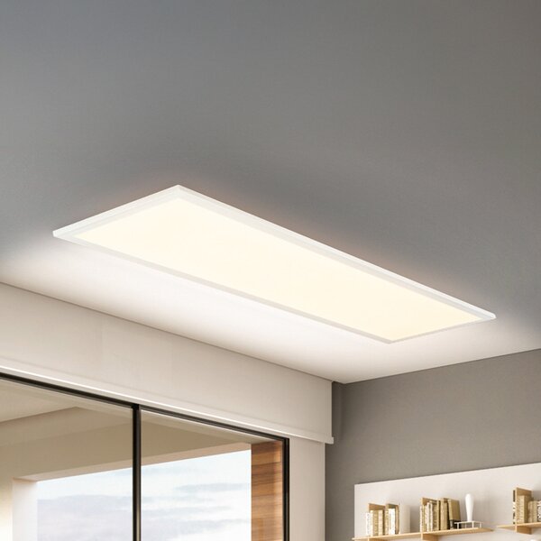 Briloner Panou LED Piatto CCT, IP44, 100 x 25 cm, telecomandă, alb, reglabil, Alb, Studiu / Birou, Metal