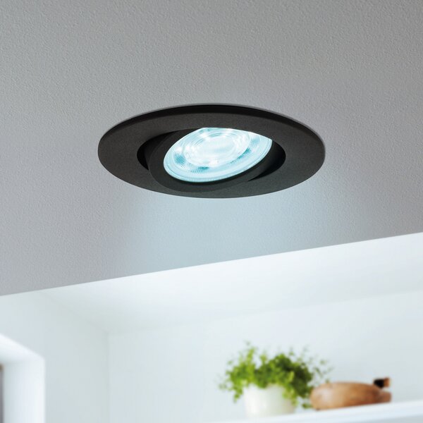 EGLO connect Saliceto-Z lampă LED încastr., negru, reglabil, Negru, Camera de zi / sufragerie, Metal