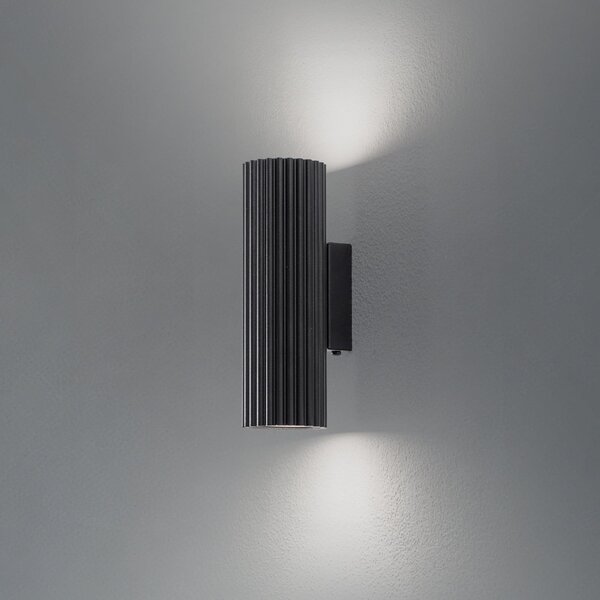 SOLLUX LIGHTING Aplică de perete Carbon, negru, înălțime 20 cm, aluminiu, 2 becuri., reglabil, Negru, Camera de zi / sufragerie, Aluminiu, Modern