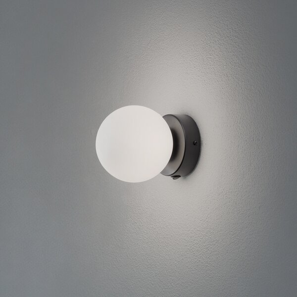 SOLLUX LIGHTING Aplică de perete You, negru, Ø 12 cm, oțel/glass, reglabil, Negru, Camera de zi / sufragerie, Sticlă, Modern