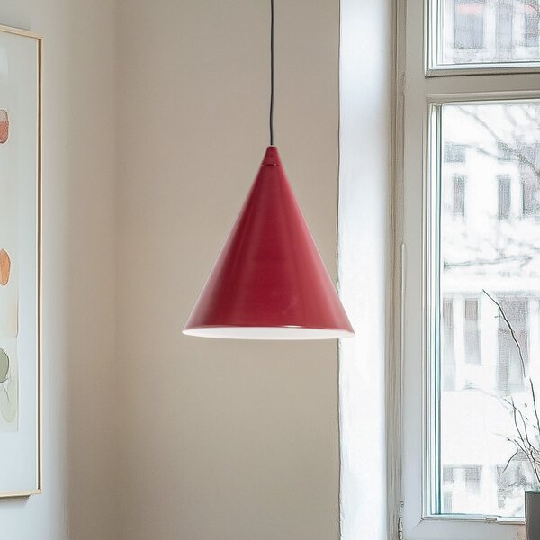 ALDEX Lampă suspendată Form, roșu vin, metal, Ø 24 cm, conică, E27, reglabil, Roșu, Camera de zi / sufragerie, Metal