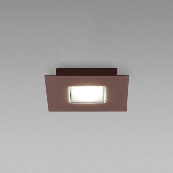 Fabbian Plafonieră LED Quarter, maro, metal, 15 cm, reglabil, Maro / Rugină, Camera de zi / sufragerie, Metal, Design