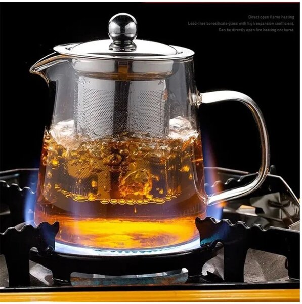 Ceainic 750 ml CLARICE, sticla borosilicata cu infuzor si capac metalic