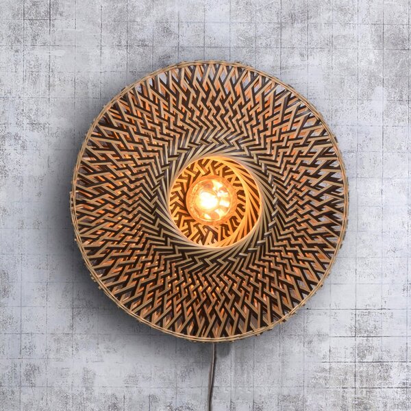 Good & Mojo GOOD MOJO Bali Aplică de perete din bambus, Ø 44 cm, Lemn, Camera de zi / sufragerie, Bamboo, Design