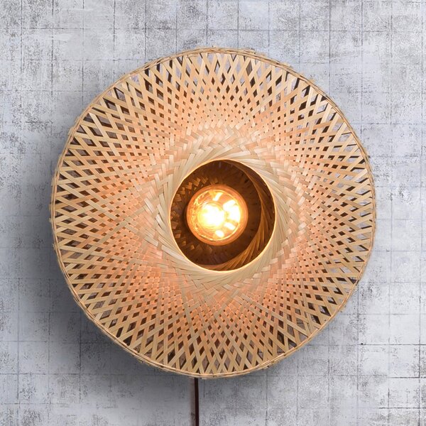 Good & Mojo GOOD MOJO Kalimantan perete, natural/negru, Ø 44cm, Lemn, Camera de zi / sufragerie, Bamboo, Design