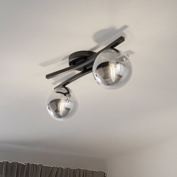 EMIBIG LIGHTING Plafonieră OPUS, lungime 60 cm, gri fum/negru, 2 becuri., reglabil, Negru, Camera de zi / sufragerie, Metal, Modern