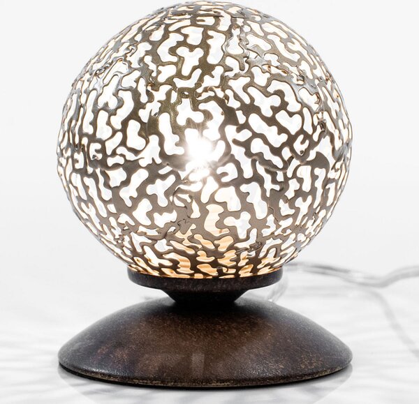 Paul Neuhaus Lampă de masă cu abajur sferic, 10 cm Ø, Maro / Rugină, Camera de zi / sufragerie, Metal, Modern, glob