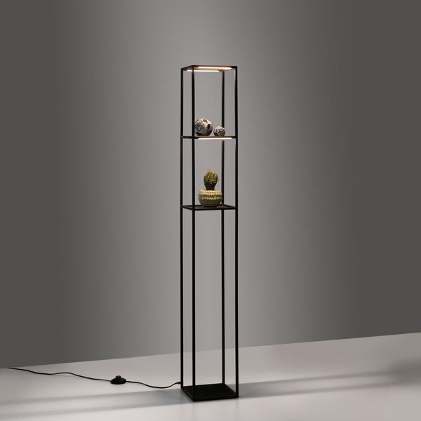 Paul Neuhaus Lampadar LED Conni, negru, metal, 140 cm, reglabil, Negru, Camera de zi / sufragerie, Metal, Modern