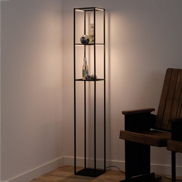 Paul Neuhaus Lampadar LED Conni, negru, metal, 140 cm, reglabil, Negru, Camera de zi / sufragerie, Metal, Modern
