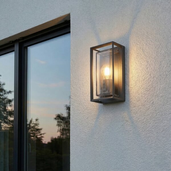 Arcchio Arcchio, aplice de exterior Ismera, antracit, E27, IP65, reglabil, Negru, Aluminiu, Modern, Priză de perete top