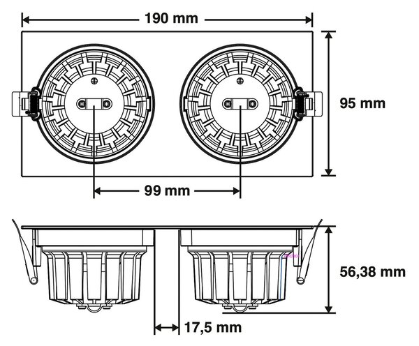 The Light Group SLC DL04 Square X2 lampă LED încastrată 2700K albă, reglabil, Alb, Metal, Luminile încastrate unghiulare