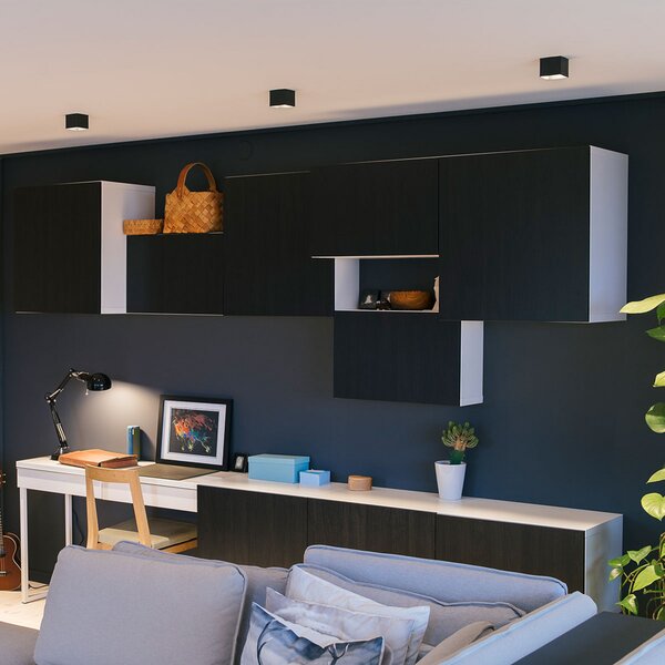 The Light Group GF design Lampă de încastrat Blocky IP54 negru 2.700 K, reglabil, Negru, Camera de zi / sufragerie, Metal, Scandinavă, Luminile încastrate unghiulare