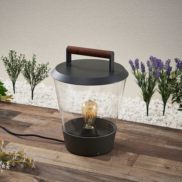 Lucande Larkyn lampă de masă, decor exterior, Negru, Metal, Modern