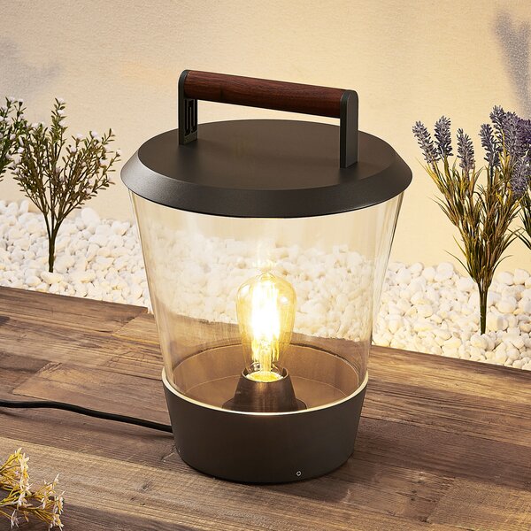 Lucande Larkyn lampă de masă, decor exterior, Negru, Metal, Modern
