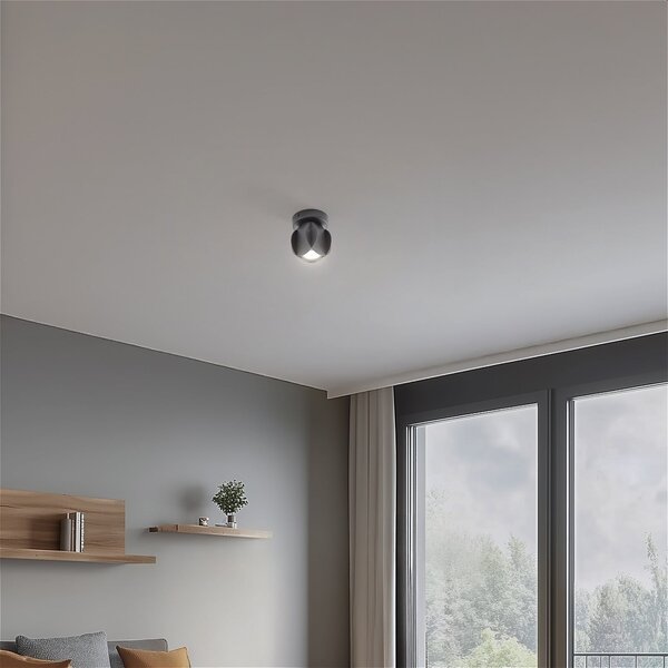 HELAM Spot de plafon GAMBIT, negru, Ø 10 cm, metal, GU10, Negru, Camera de zi / sufragerie, Metal, Modern