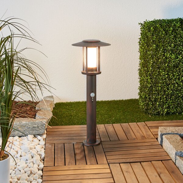 Lindby lampă cu soclu Pavlos, 55 cm, culoare rugină, senzor, Maro / Rugină, Metal, Casă de țară / Rustic