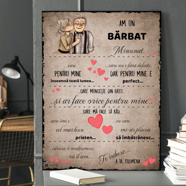 INSPIO-Producție cadouri și deco - Cadou pentru bărbat, 40x30cm Un cartonaș solid acoperit cu aluminiu, pe care îl vom produce în 24 de ore