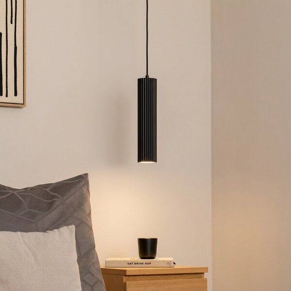 SOLLUX LIGHTING Lampă suspendată Carbon, negru, Ø 6 cm, aluminiu, reglabil, Negru, Camera de zi / sufragerie, Aluminiu, Modern