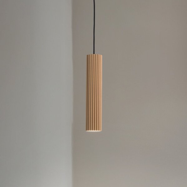 SOLLUX LIGHTING Lampă suspendată Carbon, culoare aurie, Ø 6 cm, aluminiu, reglabil, Auriu / Alamă, Camera de zi / sufragerie, Aluminiu, Modern