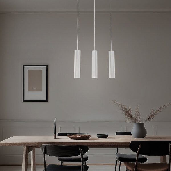 SOLLUX LIGHTING Lampă suspendată Carbon, alb, lungime 45 cm, aluminiu, 3 becuri., reglabil, Alb, Camera de zi / sufragerie, Aluminiu, Modern