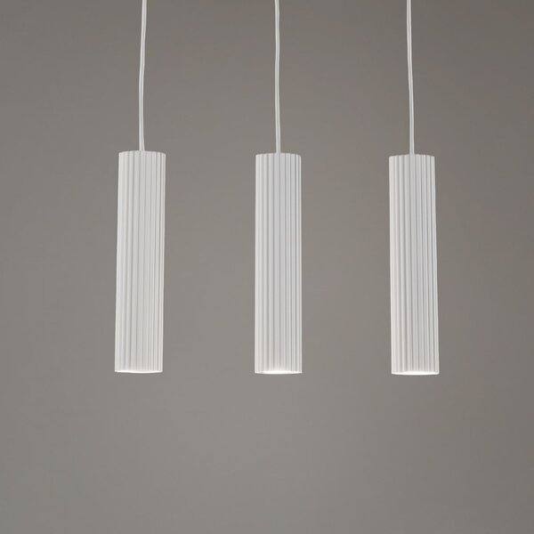 SOLLUX LIGHTING Lampă suspendată Carbon, alb, lungime 45 cm, aluminiu, 3 becuri., reglabil, Alb, Camera de zi / sufragerie, Aluminiu, Modern