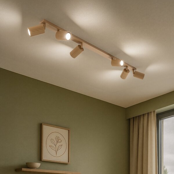 SOLLUX LIGHTING Spot de plafon carbon, auriu, lungime 117 cm, aluminiu, 6 becuri., reglabil, Auriu / Alamă, Camera de zi / sufragerie, Aluminiu, Modern
