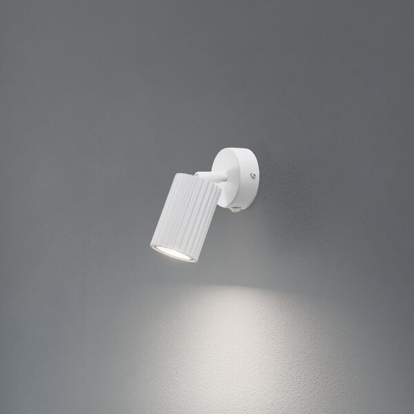 SOLLUX LIGHTING Spot de perete carbon, alb, proiecție 16 cm, întrerupător, aluminiu, Alb, Camera de zi / sufragerie, Aluminiu, Modern