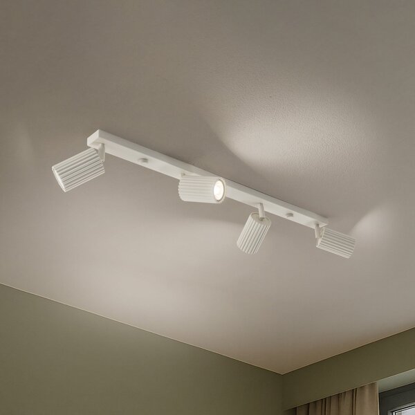 SOLLUX LIGHTING Spot de plafon Carbon, bej, lungime 81 cm, aluminiu, 4 becuri., reglabil, Bej, Camera de zi / sufragerie, Aluminiu, Modern