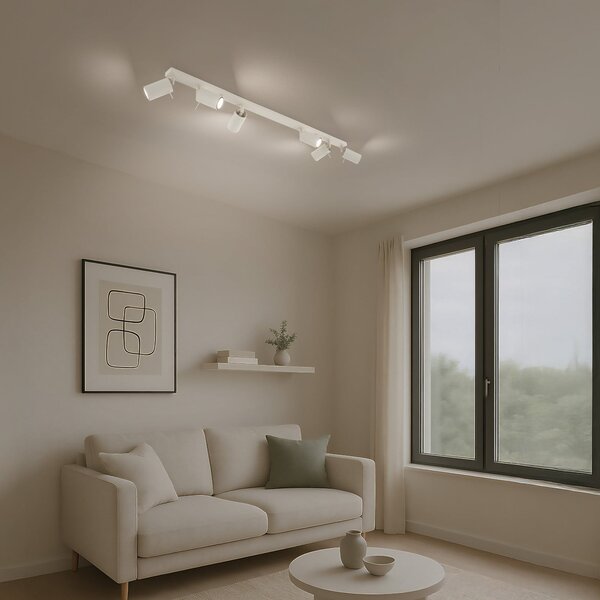 SOLLUX LIGHTING Spot de plafon inelar, bej, lungime 117 cm, oțel, 6 becuri., reglabil, Bej, Camera de zi / sufragerie, Metal, Modern