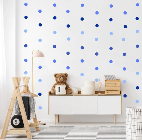 Autocolante puncte pentru perete în culori albastre