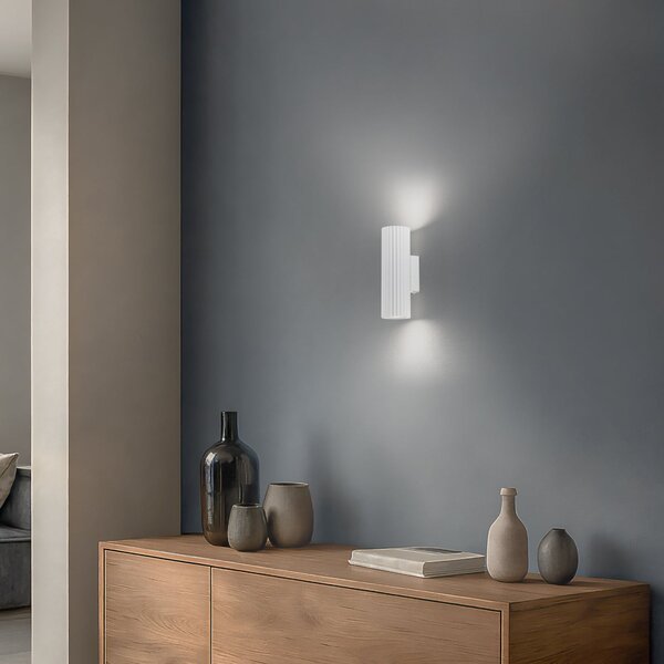 SOLLUX LIGHTING Aplică de perete Carbon, alb, înălțime 20 cm, aluminiu, 2 becuri., reglabil, Alb, Camera de zi / sufragerie, Aluminiu, Modern
