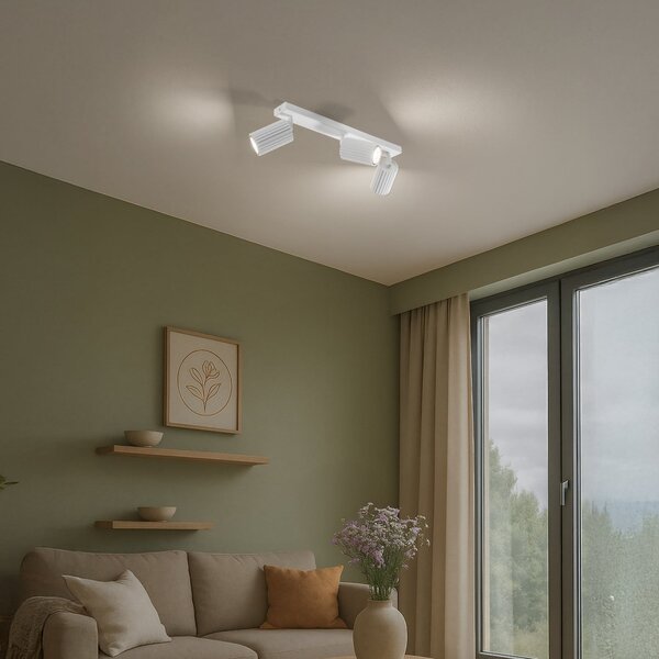 SOLLUX LIGHTING Spot de plafon Carbon, alb, lungime 45 cm, aluminiu, 3 becuri., reglabil, Alb, Camera de zi / sufragerie, Aluminiu, Modern