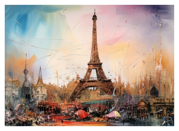 Tablou - Pictură a Turnului Eiffel (70x50 cm)