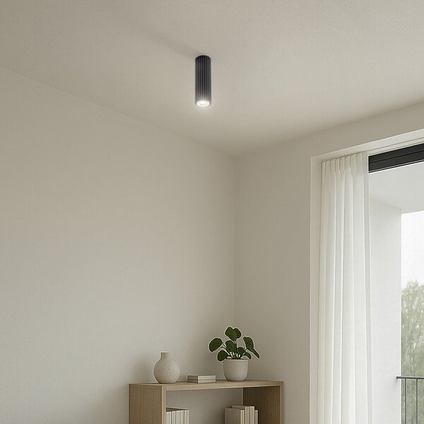 SOLLUX LIGHTING Plafonieră Carbon, negru, înălțime 20 cm, aluminiu, reglabil, Negru, Camera de zi / sufragerie, Aluminiu, Modern