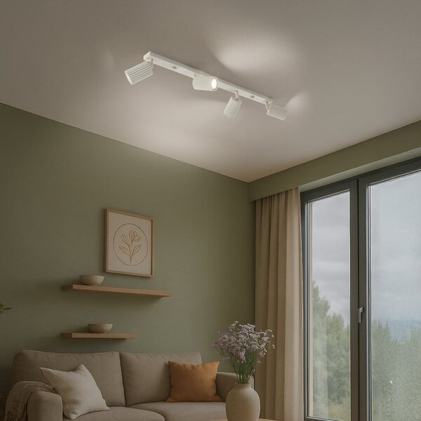 SOLLUX LIGHTING Spot de plafon Carbon, bej, lungime 81 cm, aluminiu, 4 becuri., reglabil, Bej, Camera de zi / sufragerie, Aluminiu, Modern