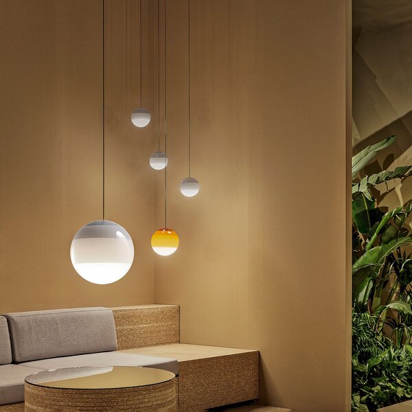 Lustră Pendul MARSET, Dipping Light, reglabil, Alb, Camera de zi, Sticlă, Design