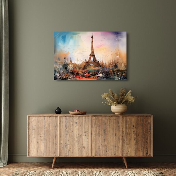 Tablou - Pictură a Turnului Eiffel (90x60 cm)