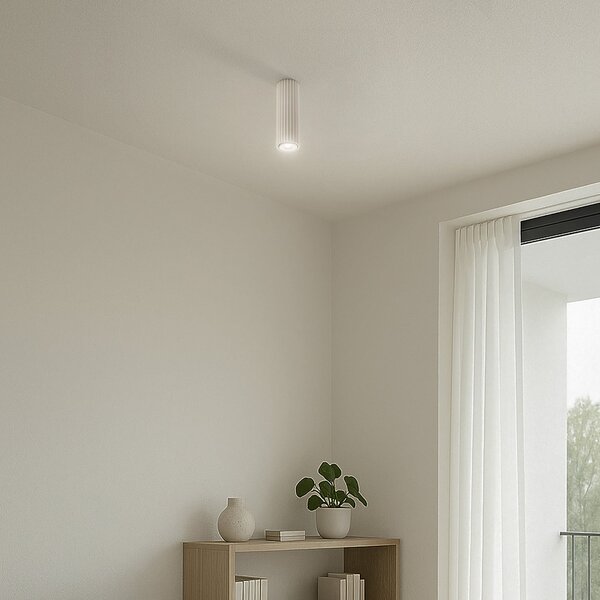 SOLLUX LIGHTING Plafonieră Carbon, bej, înălțime 20 cm, aluminiu, reglabil, Bej, Camera de zi / sufragerie, Aluminiu, Modern