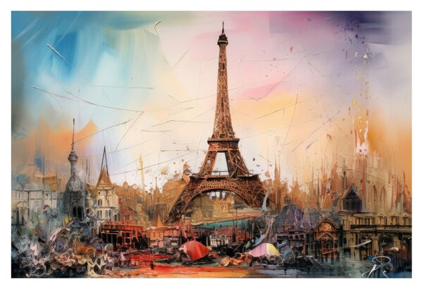 Tablou - Pictură a Turnului Eiffel (90x60 cm)