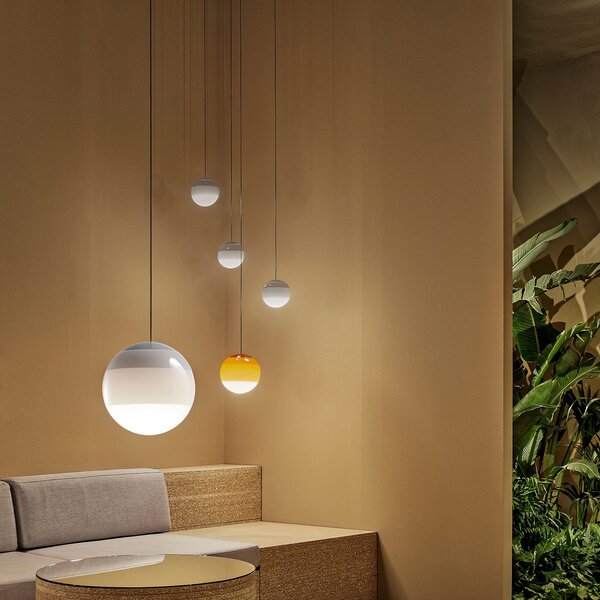 Lustră Pendul MARSET, Dipping Light, reglabil, Alb, Camera de zi, Sticlă, Design