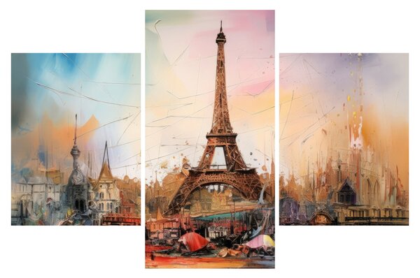 Tablou - Pictură a Turnului Eiffel (90x60 cm)