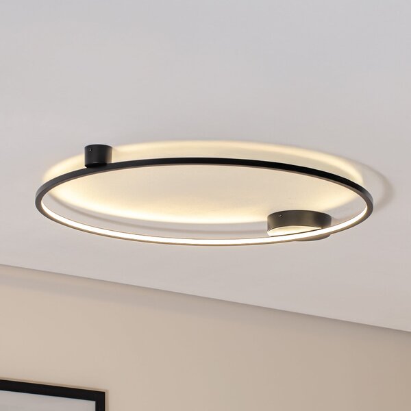 Milagro Lighting Plafonieră LED Saturno, negru, Ø 80 cm, metal, 4.000 K, Negru, Camera de zi / sufragerie, Aluminiu, Modern