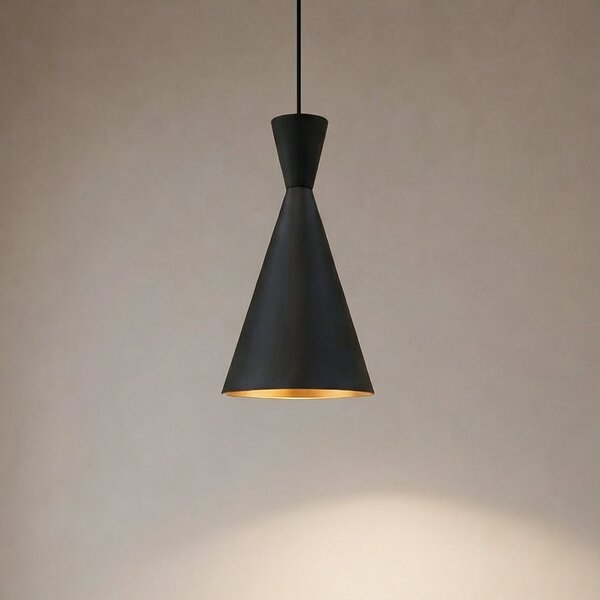 ROYALTECH Lampă suspendată Glenora, negru, Ø 18 cm, metal, E27, reglabil, Camera de zi / sufragerie, Metal, Modern