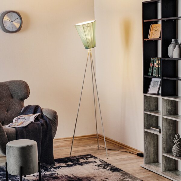 Lampadar Northern, Oslo Wood, reglabil, Alb, Camera de zi, Țesătură / Textil, Design