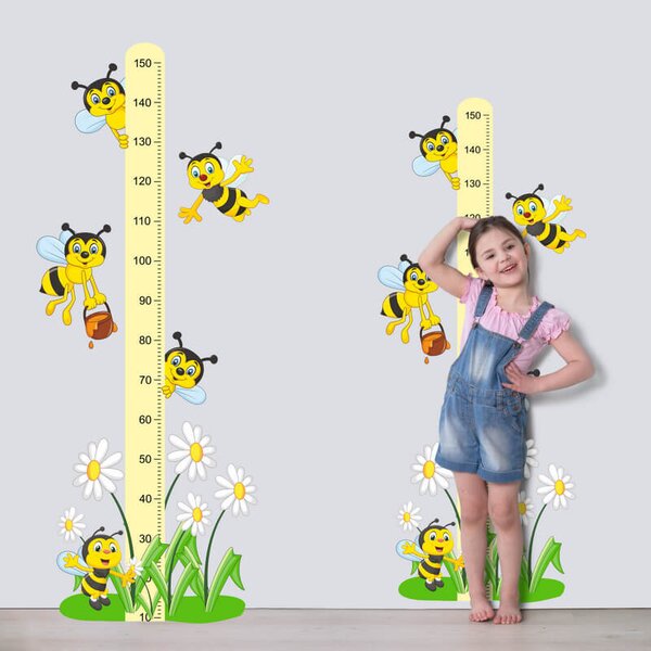 Autocolant - Metru de măsurare a creșterii cu albine 150cm