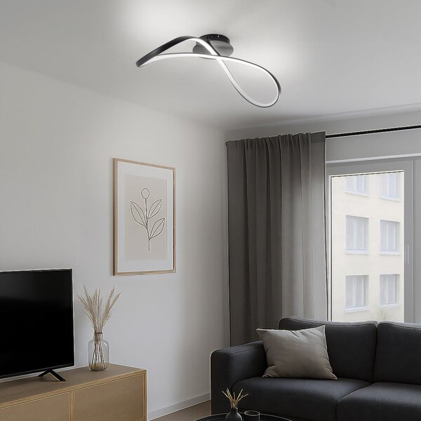 Milagro Lighting Plafonieră LED Infinity, metal, negru, 4.000 K, Negru, Camera de zi / sufragerie, Metal, Modern