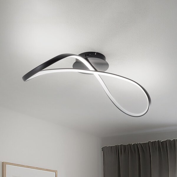 Milagro Lighting Plafonieră LED Infinity, metal, negru, 4.000 K, Negru, Camera de zi / sufragerie, Metal, Modern